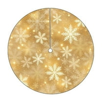 35.5" Gold Snowflakes Christmas Tree Skirt, Elegant Xmas Tree Mat for Home, Holiday, Party, Indoor & Outdoor Winter Decorations, Soft Base Cover for Christmas Trees, Festive Holiday Floor Décor