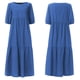 thumbnail image 4 of Vestido de mujer Fnochy, liquidación, falda de una pieza para mujer, moda, suelto, color sólido, manga abullonada, vestido casual de manga corta, 4 of 4