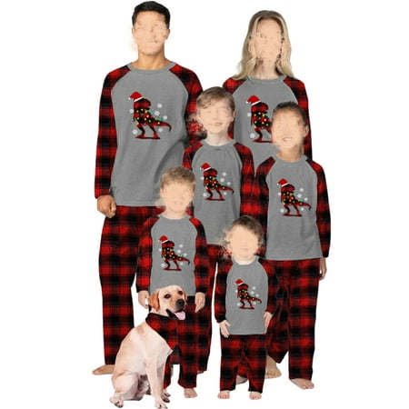 

Family Christmas Pjs Matching Sets Christmas Dinosaur Matching Pajamas Jammies for Adults and Kids