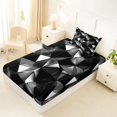 thumbnail image 5 of Castle Fairy Futuristic Cubes Triangle Facet Twin Sheets 3pcs,Abstract Polygon Bedding,Black Silver Gray,1 Flat Sheet, 1 Fitted Sheet and 1 Pillowcase, 5 of 7