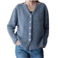 thumbnail image 2 of YUNAFFT Women's Fashion Sweater Clearance, Women Casual Solid Knitting Buttons Long Sleeve V-Neck Sweaters Tops, 2 of 8