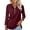 #1 Wine Red, variant on VDJ Women Tops 3/4 Sleeve Zip Collared Polo Shirts Casual V Neck Fall Blouses Solid Pink Tee Clothes Size XL