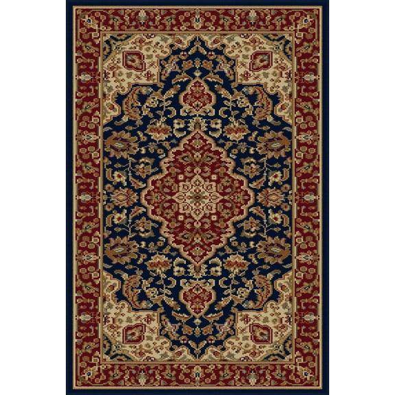 Tayse Sensation Area Rug 4787 NAVY Traditional Navy Blue Bordered Medallion 2' x 3' Rectangle