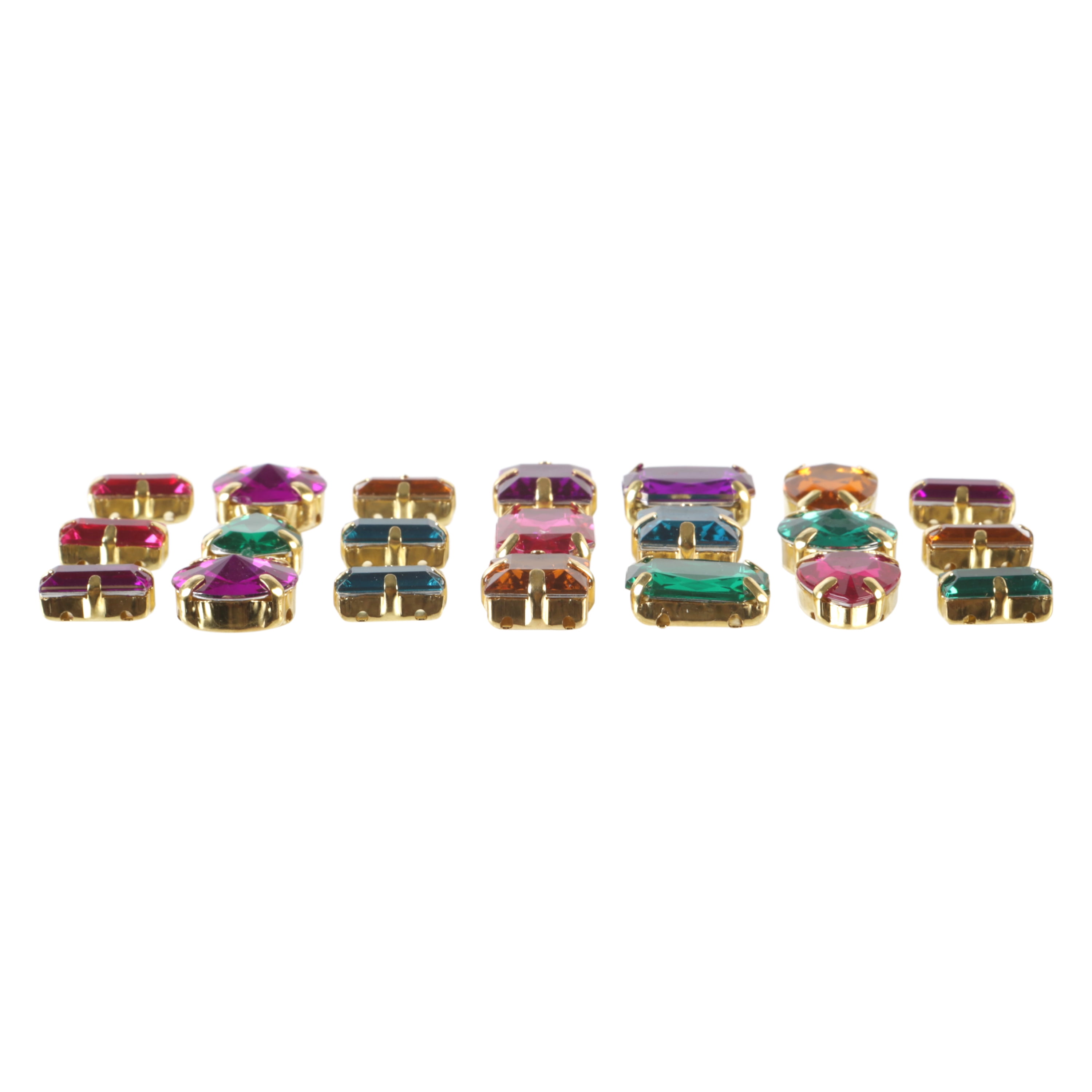 Offray Accessories, Multi-color Adhesive Gems Embellishments, 21 pieces, 1 Package