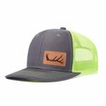 thumbnail image 4 of Vergiac Antler Letter Leather Patch Color Block Trucker Hat, Men Adjustable Breathable Mesh Baseball Cap for Outdoor Travel Daily Outfits, 4 of 6