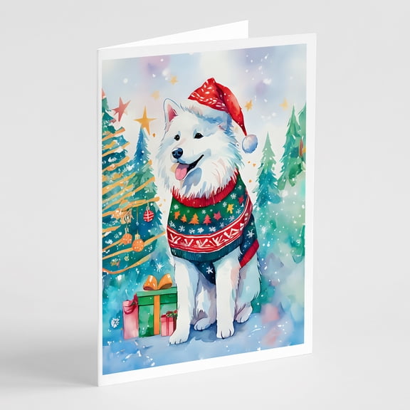 Samoyed Christmas Greeting Cards Pack of 8 7 in x 5 in