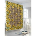 thumbnail image 3 of Farmhouse Sunflowers Floral Print Shower Curtain, Brown Wood Texured Bathroom Decor Curtains Set with Hooks, Waterproof Fabric Home Accessories， 72 X 78 Inch Long, 3 of 6