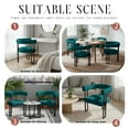 thumbnail image 6 of Vanity Chair for Makeup Room, Corduroy Accent Chair with U-Shaped Backrest, Modern Comfy Desk Chair No Wheels, Upholstered Dining Chair with Metal Legs for Bedroom, Living Room (Blue,1), 6 of 7