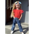 thumbnail image 6 of Arshiner Girls T Shirts Lace Petal Short Sleeves Kids Crewneck Casual Blouse Summer Tops Tees, 6 of 7