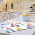 thumbnail image 6 of Yayeee Dish Drying Mat for Kitchen Counter 16"x18" Microfiber Absorbent Pad, Pink Hand Drawn Sailboats, 6 of 7