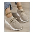 thumbnail image 2 of White Sneakers for Women Lace Up Shoes Wide Width Running Athletic Shoes Comfort Trainers Non Slip Khaki 5, 2 of 8