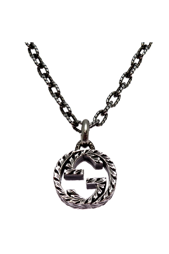 Pre-Owned Gucci Interlocking G Men's Necklace, Sterling Silver 925