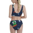 thumbnail image 3 of Daiia Dinosaur Astronaut Space Surfing printed 2 piece Swimsuit Bikinis for Women High Waisted Racerback Bathing Suits Summer Tummy Control Scoop Neck Swimwear-Small, 3 of 8