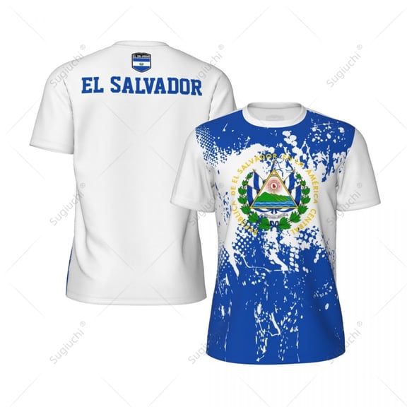 Exclusive design El Salvador Flag Grain 3D Printed Men For Running Bike Soccer Tennis Fitness Sports tshirt Mesh Short T-shirt
