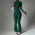 thumbnail image 7 of GILIGEGE Women 2 Piece Outfits Fall Long Sleeve Zip Up Tracksuit,workout sets,Thumbhole Jacket & High Waist Flare Leg Pants Set,Solid Color Slim Fit Outfit Active Suit for Workouts Blackish Green L, 7 of 7