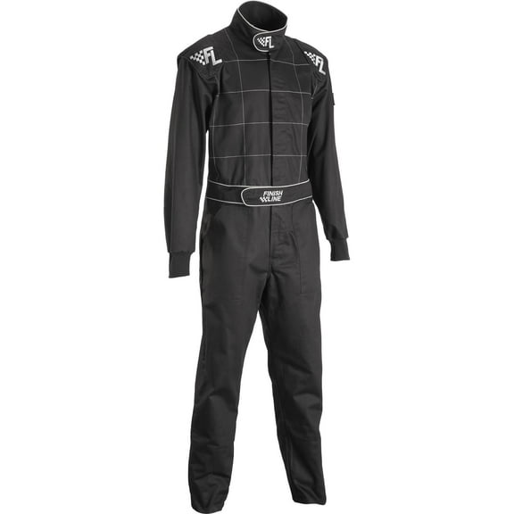 Finish Line Single-Layer SFI-1 One-Piece Racing Suit, Black XXXXL