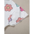 thumbnail image 5 of CARETOO Toddler Girl Clothes 1-5T Summer Flower Casual Top Tee Shorts Headband 3pcs Cotton Fabric, 5 of 13