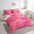 thumbnail image 4 of Feelyou Watercolor Flower Women Twin Bedding Sets 7-Piece, Pink Cherry Blossoms Bedding Comforter Set, Artwork Style Reversible Sheet Sets, Luxury Bedroom Decor, 4 of 9