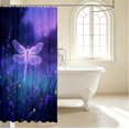 thumbnail image 3 of Erosebridal Vintage Dragonfly Shower Curtain 72Wx72L,Dreamy Floral Bathroom Curtain,Purple White, 3 of 5