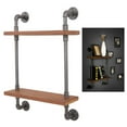 thumbnail image 1 of Solid Wood Retro Wall Mounted Shelf, Durable Wrought Iron Pipe Design, For Home Bar, 1 of 8