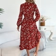 thumbnail image 5 of Ruimatai Women's Floral Print V-Neck Long Sleeve Dress Ruffles Casual Summer Dress Comfortable Polyester Daily Wear Party Wedding, 5 of 8