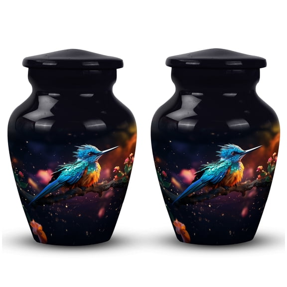 Sparrow Design Remembrance In Mythical Glass Cremation Urn Human Ashes - Memorial Ashes - Miniature Urns For Human Ashes - Cremation Urns For Human Ashes Adult Female (Size -3Inch, 2Pcs)