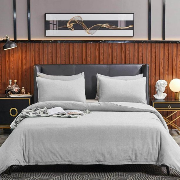 Duvet Cover King Size, Soft Washed Microfiber Duvet Cover Set, 3 Pieces