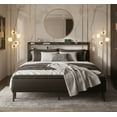 thumbnail image 2 of Bed Frame Full Size with Starry Sky Lights and Charging Station, Upholstered Platform Bed with Storage Ottoman, Black, 2 of 9