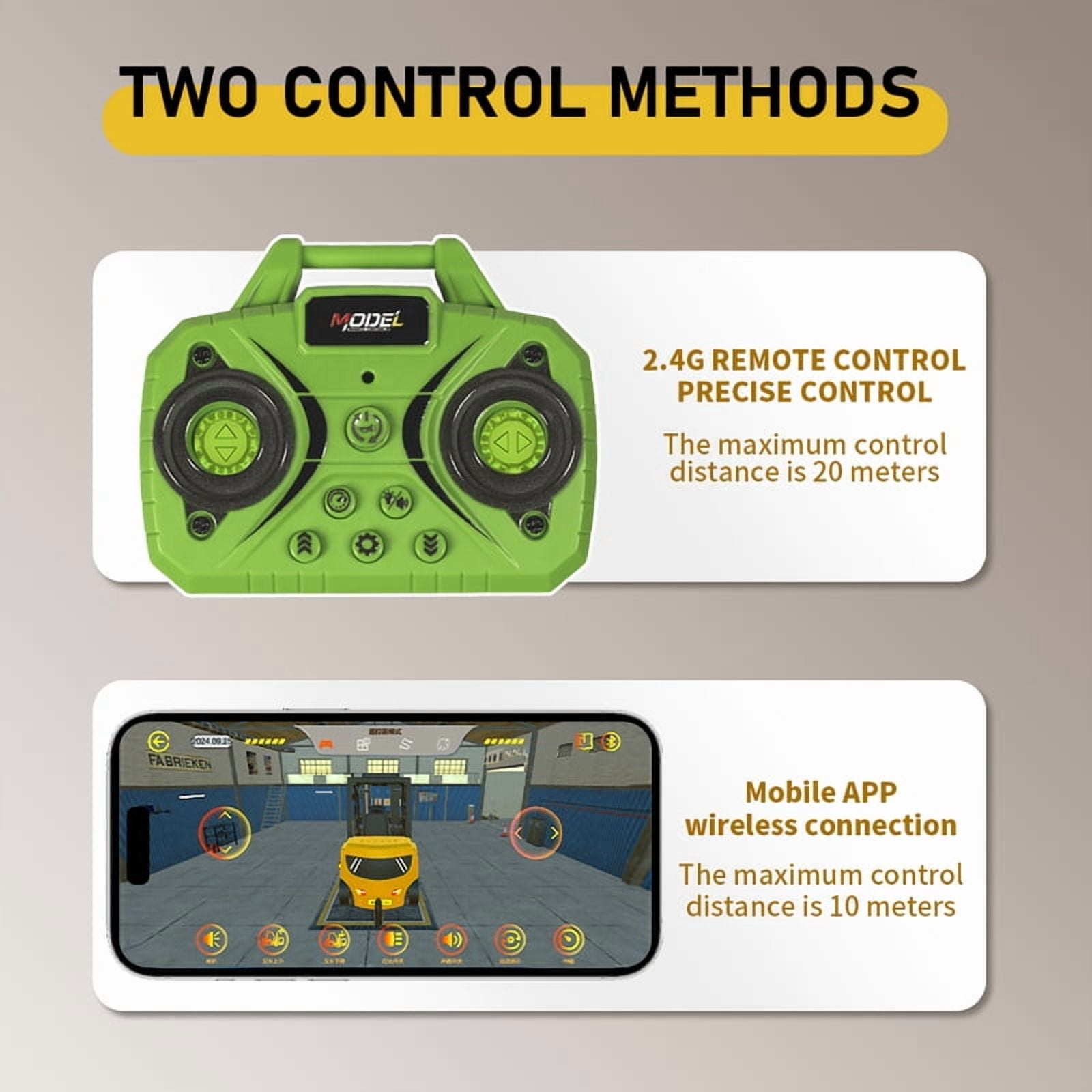 1:64 Bluetooth Remote Control Crane And Forklift two-in-one Desktop Mini Alloy Toy Car With Trailer Christmas Gift In Color Box