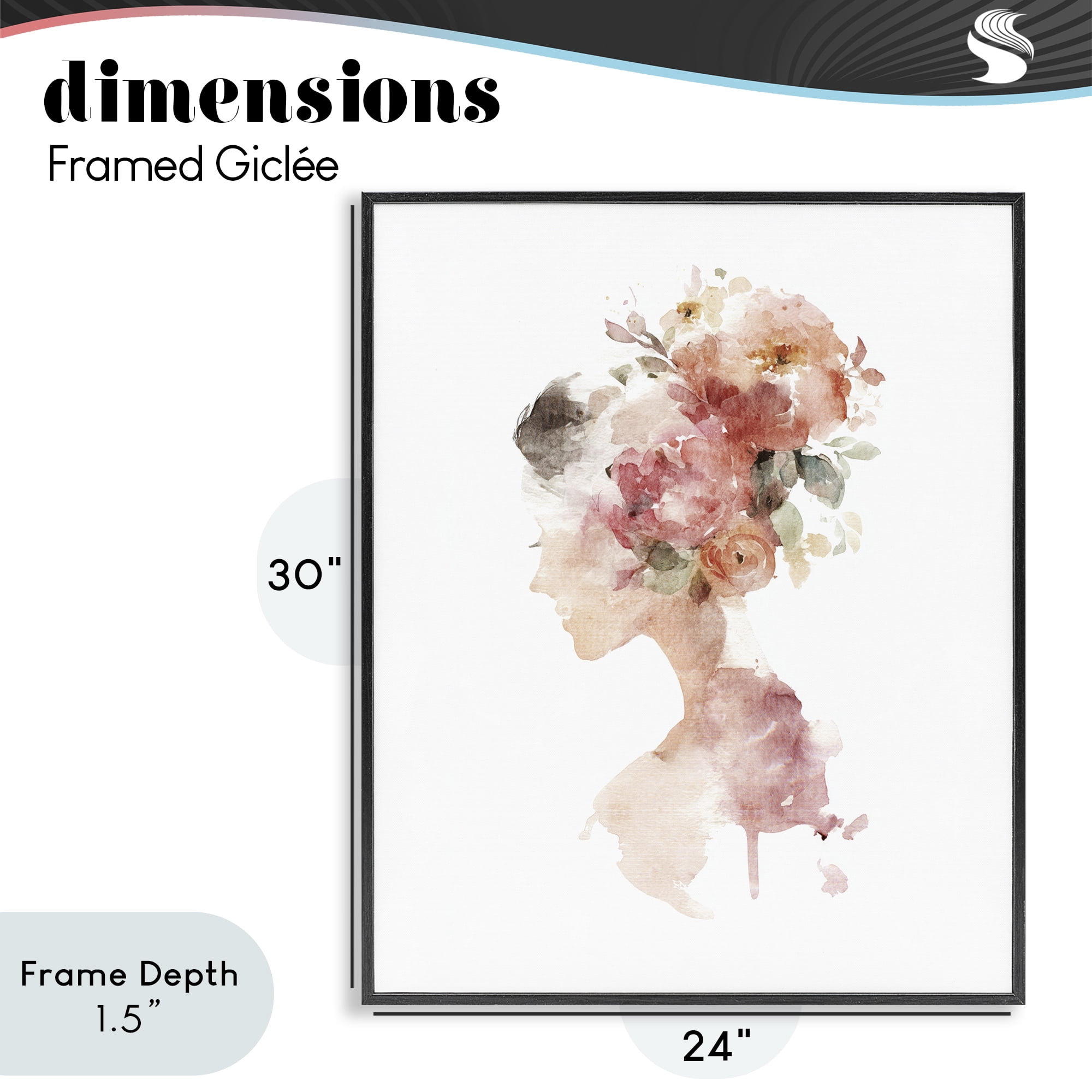 Stupell Industries Flowing With Petals Portrait Black Framed Giclee Art, design by Svetlana Aleynikova