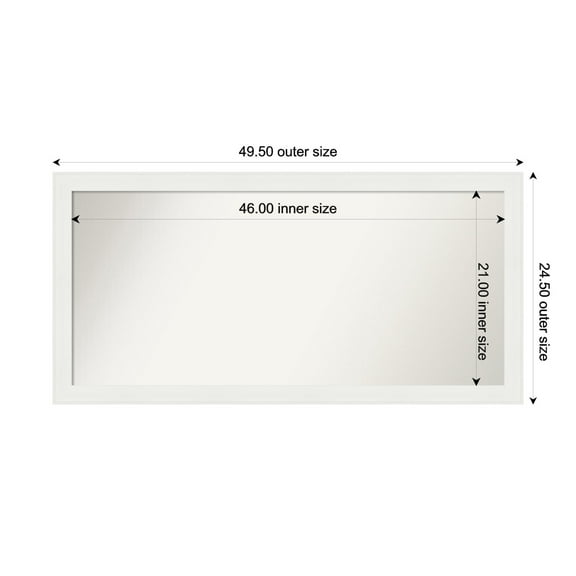 Amanti Art Custom Wall and Bathroom Mirror (24.5 x 49.5 in.), Vanity White Narrow Frame