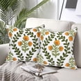 thumbnail image 2 of Floral Embroidered Summer Decorative Throw Pillow Covers 18"x 18" Set of 2, Farmhouse Cottage Orange Flowers Green Leaves Knit Patterned Cotton Canvas Cushion Case for Couch Bed Living Room, 2 of 7