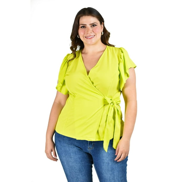 Blusa manga mariposa Roman Fashion Tallas Extras 1840 Lima verde lima 36