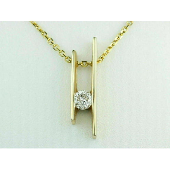 Aishvi Jewels 2 Ct Round Cut Simulated Diamond Women's Solitaire Pendant Necklaces With 18" Chain 14K Yellow Gold Plated Silver