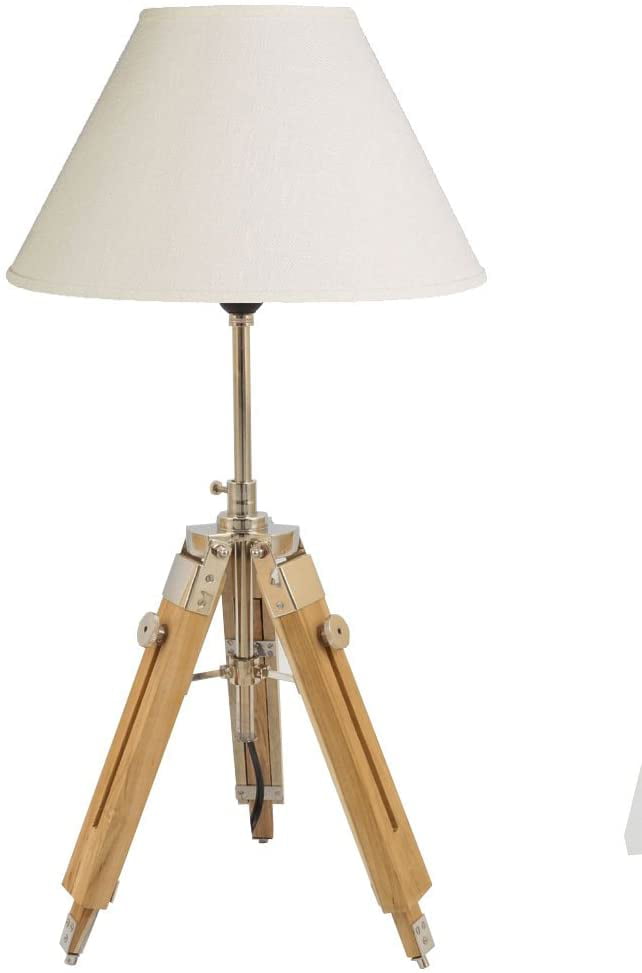 LED Nautical Searchlight Table Lamp 67cm Black Tripod Legs Marine Theme Vintage 