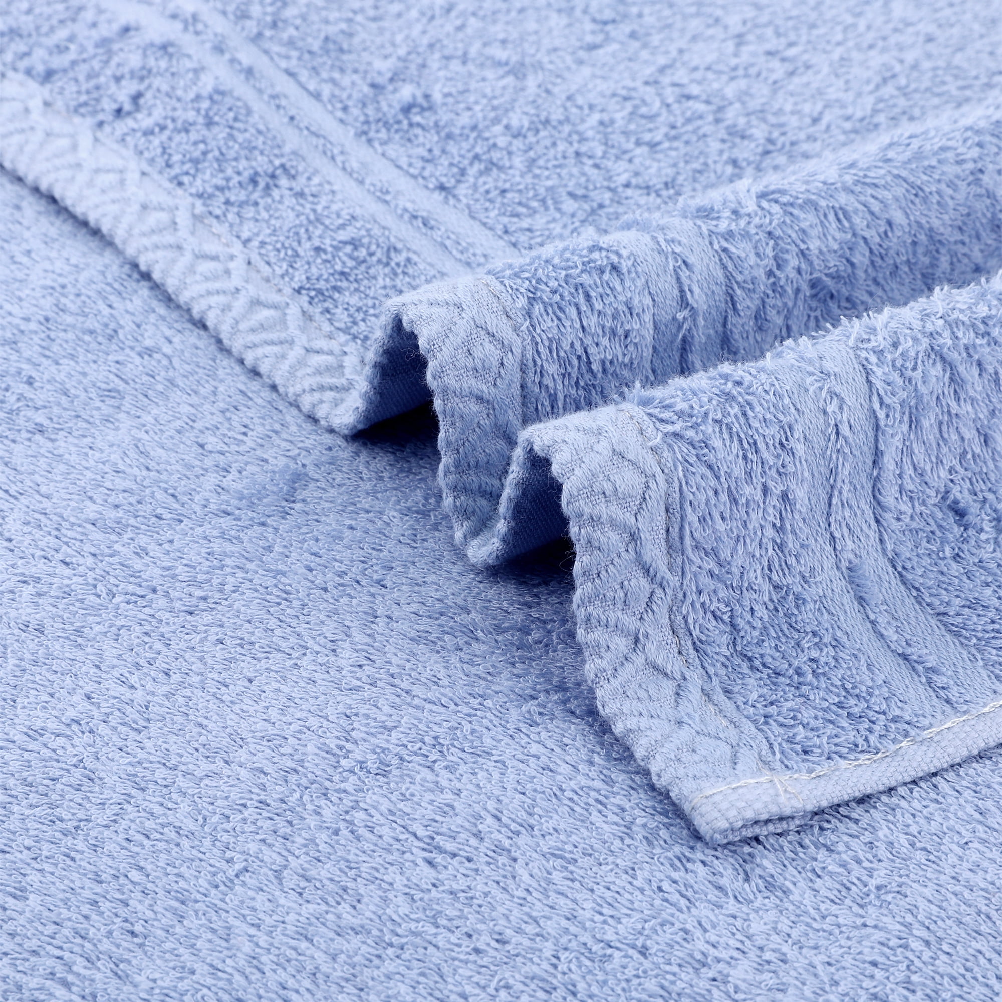 Unique Bargains Cotton Hand Towels Solid Soft Absorbent Towels Blue 2-Piece