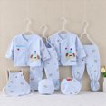 thumbnail image 2 of CAUYDYNew Born Baby Layette Gift Set-7 Piece Cotton Girl Boy Cute Cartoon Clothing and Essentials Accessories 0-3 month0-3 ML101-Sky Blue,6-9 M), 2 of 5
