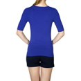 thumbnail image 3 of 2Luver, Women's, Elbow Sleeve V Neck Top, Taupe, S, 3 of 5