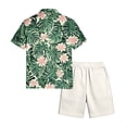 thumbnail image 6 of longantii Men's Sets Breathable Button Down Tropical Print Shirts and Shorts Comfort Short Sleeve Beach Tees and Shorts Summer Vacation Outfits Dark Green S, 6 of 6
