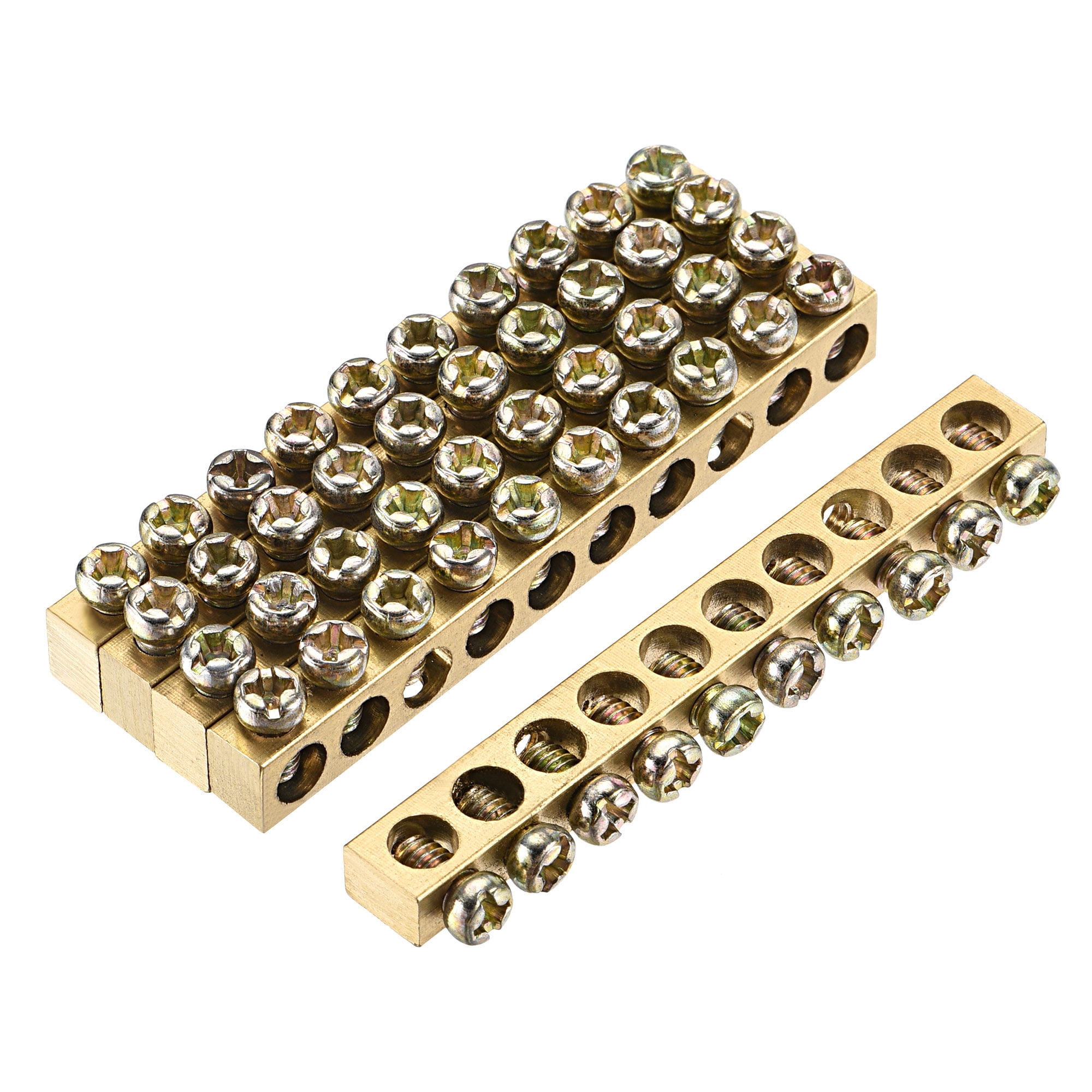 Uxcell Terminal Ground Bar Screw Block Barrier Brass 10 Positions