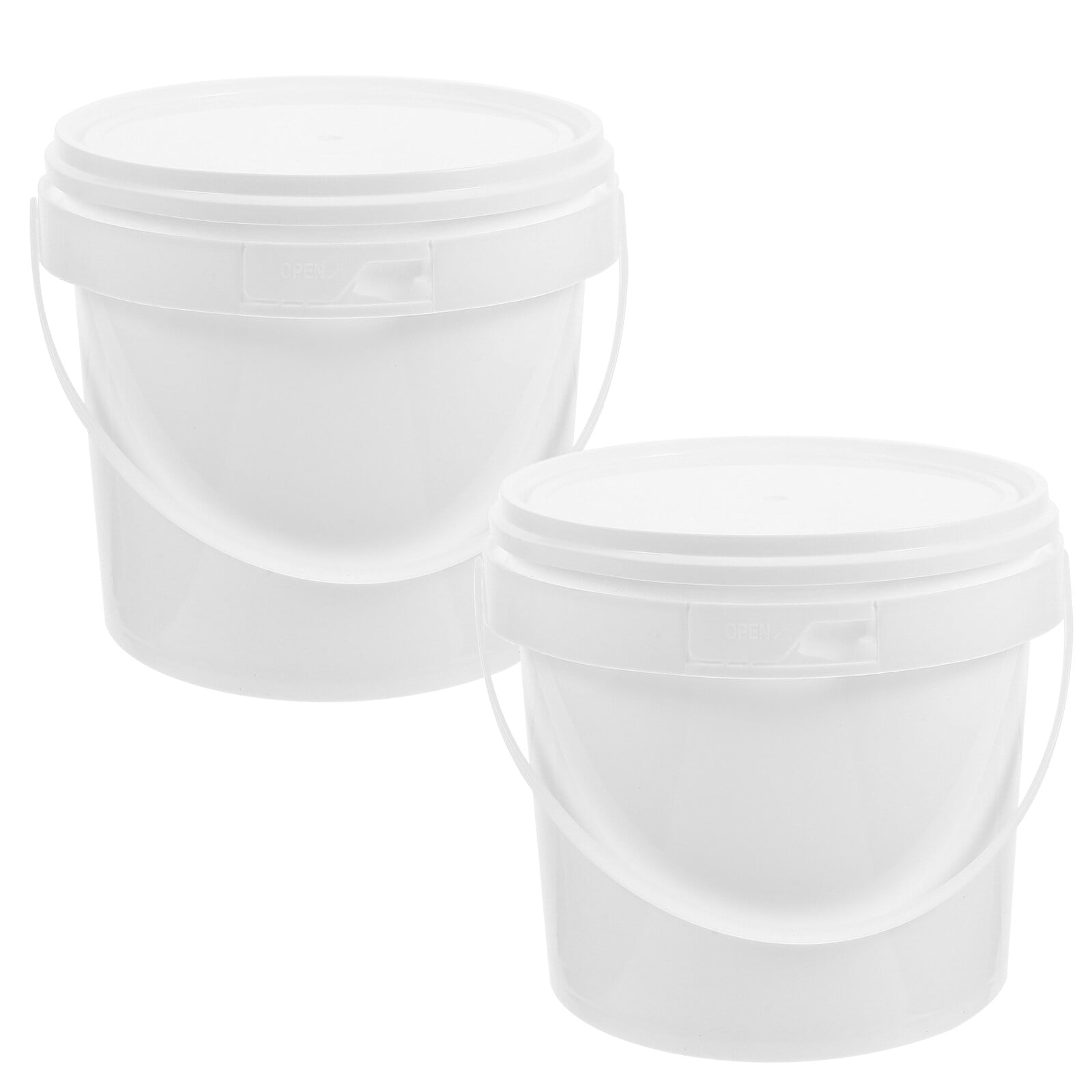 2pcs Portable Storage Bucket Toy Bucket White Plastic Bucket with Lid