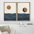 thumbnail image 3 of IDEA4WALL Framed Wall Art Print Set Orange Sun Over Blue Watercolor Ocean Waves Abstract Shapes Modern Minimalist Chic Relax/Calm for Living Room, Bedroom, Office - 24"x36"x2 Natural, 3 of 5