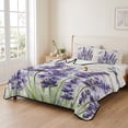 thumbnail image 2 of King Quilt Set 96''x106'', Purple Lavender Lightweight Bedspread Coverlet Set with 2 Pillow Shams, Summer Watercolor Dragonfly Wooden Grain Breathable All Season Quilt Bedding for Bedroom/Guest Room, 2 of 9