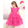 thumbnail image 4 of Oudiya Toddler Girls Fluffy Tutu Dress Tiered Summer Party Sundress Tulle Cute Dresses for Kids 2-7Y, 4 of 8