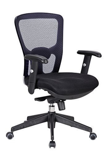 Office Factor Executive Ergonomic Office Chair Gray Back Mesh Bonded Leather ... 