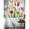 thumbnail image 3 of Spring Floral Sheer Curtains 63 Inch Length 2 Panels Set, Rustic Tulip Butterfly Botanical Summer Voile Window Treatment Rod Pocket Curtains Sheers Drapes for Bedroom/Living Room/Kitchen 52x"63"x2, 3 of 7