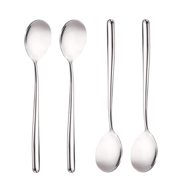Cuchara de mango largo, cuchara de té helado de 8 pulgadas, cuchara de té helada de acero inoxidable para mezclar, agitar cócteles, té, café, batido, bebida fría, juego de 4 WD.WDQZL Hogar