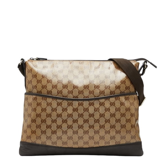 Pre-Owned Gucci GG Crystal Crossbody Shoulder Bag 374411 Beige Brown Leather Women's... (Fair)