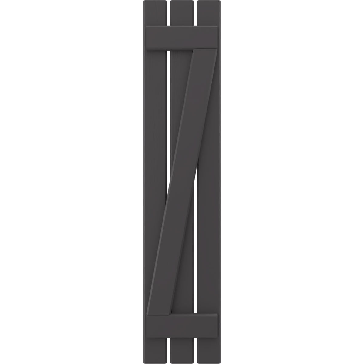 Ekena Millwork 11 1/2"W x 31"H Americraft Three Board (2 Batten) Exterior Real Wood Spaced Board-n-Batten Shutters w/ Z-Bar (Per Pair), Shadow Mountain