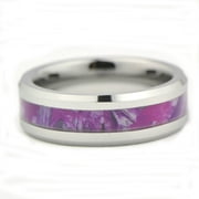 Women's Camo Hunting Camouflage Wedding Band Pink/Purple/Fuchsia 7mm Tungsten Carbide Rings
